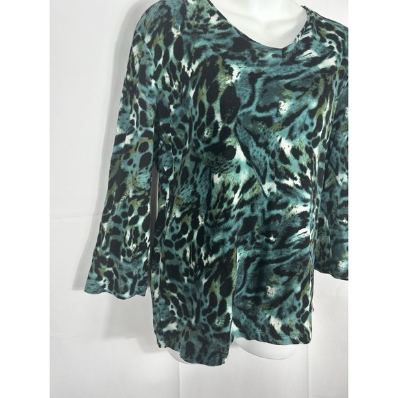 Jones NY Women's Animal Print Knit Top Size XL Boho Fairy Grunge Artsy Mob Wife - Picture 3 of 10